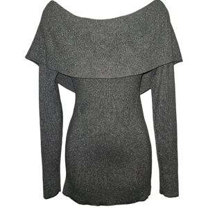 WHBM Off Shoulder Sparkle Knit Bow Back Long Sleeve Sweater